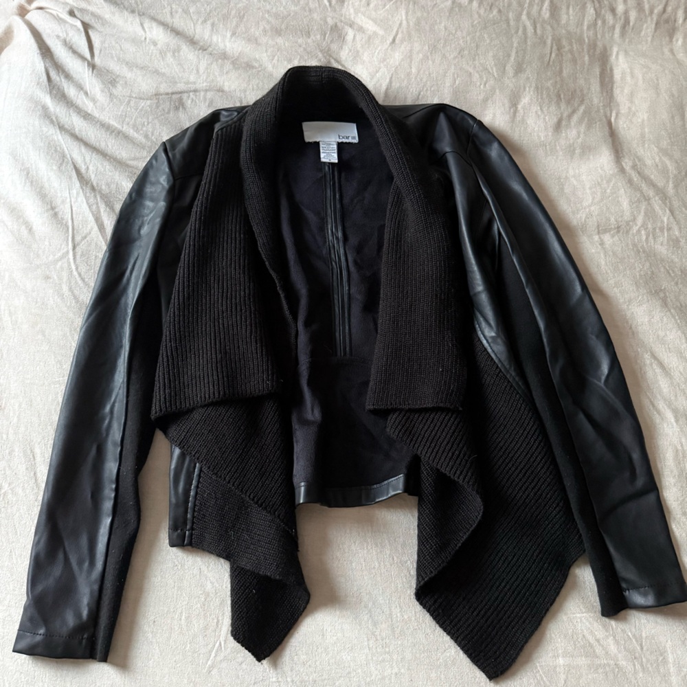 Bar III Black Leather Jacket